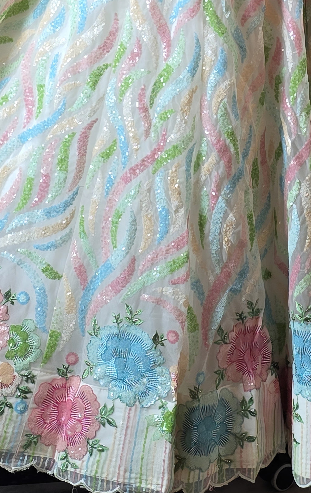 White Multicoloured Sequined Lehenga