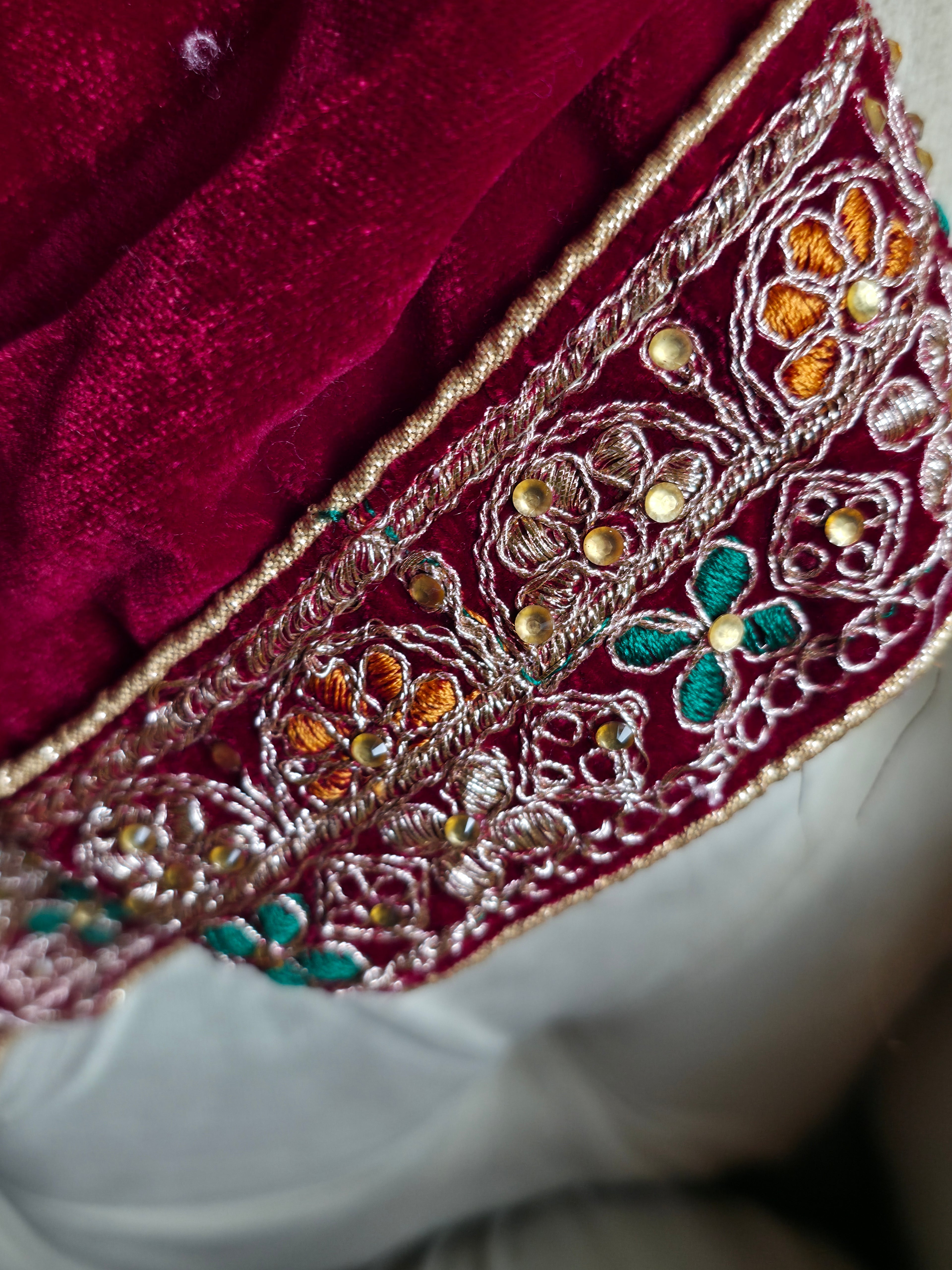 Maroon Velvet Bridal Lehenga