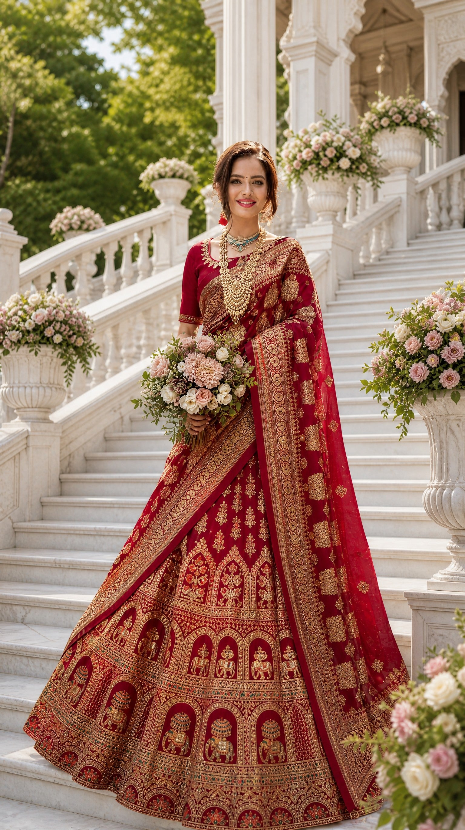 Maroon Meenakari stone-worked Velvet Lehenga