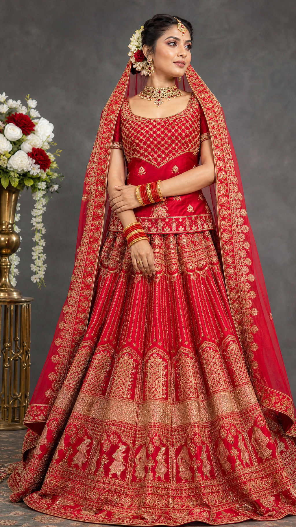 Maroon Velvet Bridal Lehenga