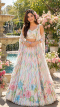White Multicoloured Sequined Lehenga