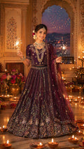Wine Floral Sequined Lehenga