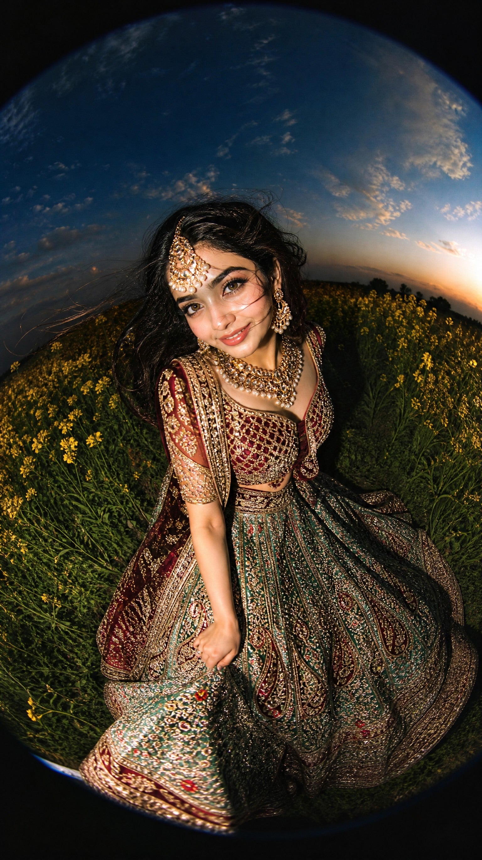 Pista-Green Stone worked heavy Velvet Lehenga