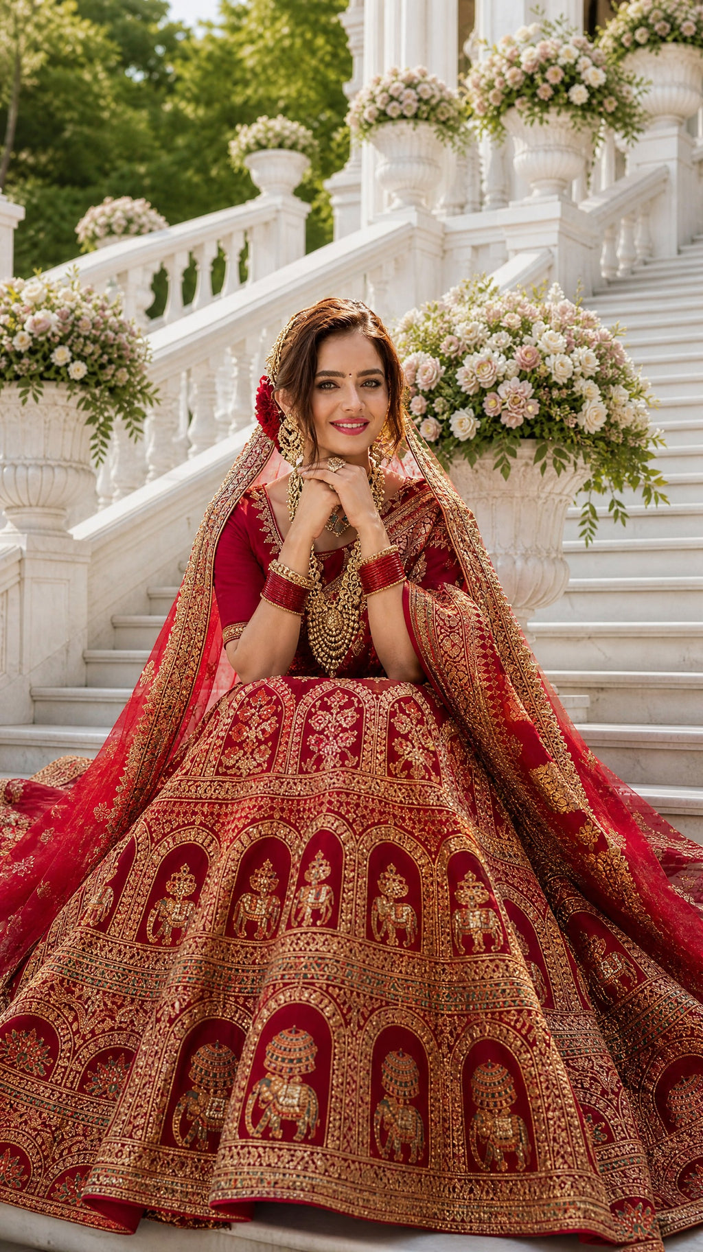 Maroon Meenakari stone-worked Velvet Lehenga